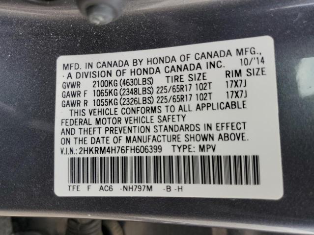 Photo 10 from auction – 2015 HONDA CR-V EXL with VIN 2HKRM4H76FH606399