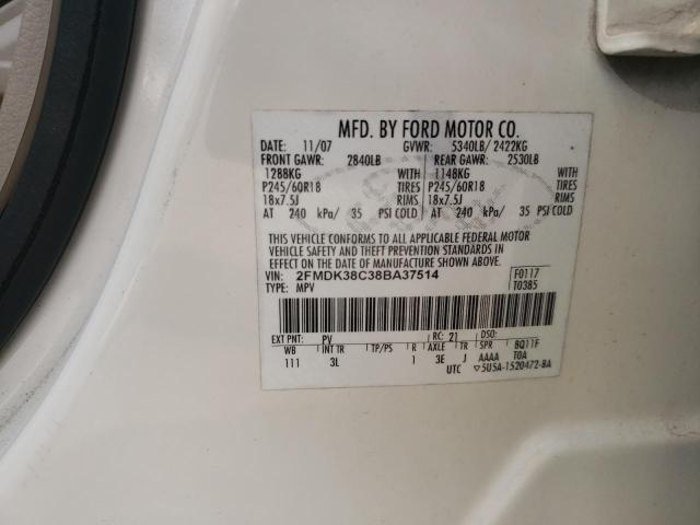 Photo 10 from auction – 2008 FORD EDGE SEL with VIN 2FMDK38C38BA37514