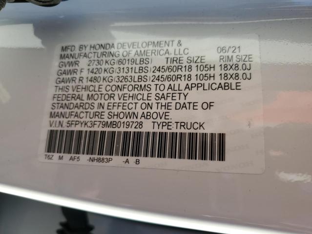 Zdjęcie 10 z aukcji – 2021 HONDA RIDGELINE z VIN 5FPYK3F79MB019728