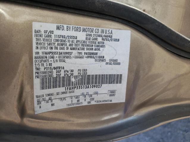 Photo 10 from auction – 2003 FORD TAURUS SES with VIN 1FAHP55S13A109027
