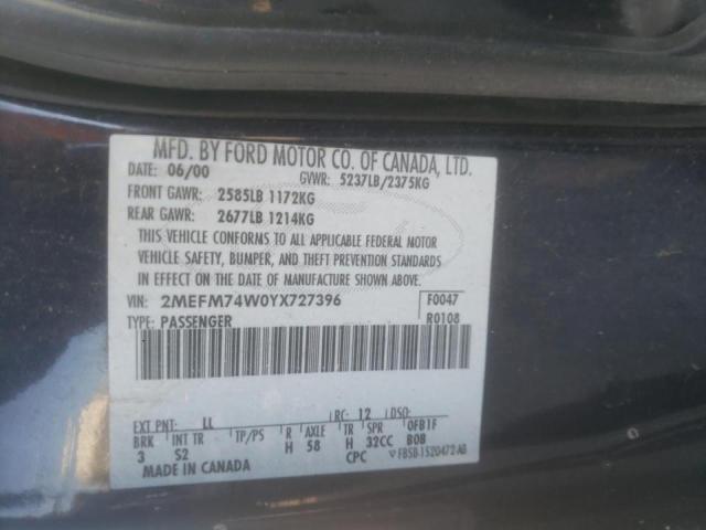 Photo 10 from auction – 2000 MERCURY GRAND MARQ with VIN 2MEFM74W0YX727396