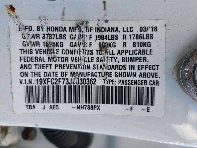 Photo 10 from auction – 2018 HONDA CIVIC EX with VIN 19XFC2F73JE030362