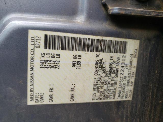 Photo 10 from auction – 2012 NISSAN ALTIMA BAS with VIN 1N4AL2AP3CC224312