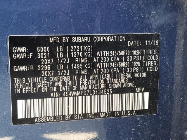 صورة رقم 10 من المزاد - 2020 SUBARU ASCENT LIM مع VIN 4S4WMAPD7L3434525