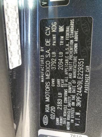Photo 10 from auction – 2020 KIA FORTE FE with VIN 3KPF24AD9LE229351