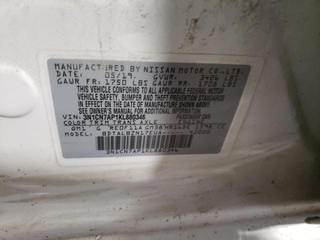 Photo 10 from auction – 2019 NISSAN VERSA S with VIN 3N1CN7AP1KL880346