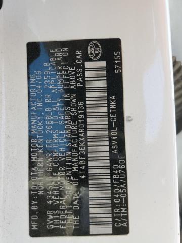 Photo 10 from auction – 2010 TOYOTA CAMRY BASE with VIN 4T4BF3EKXAR019136