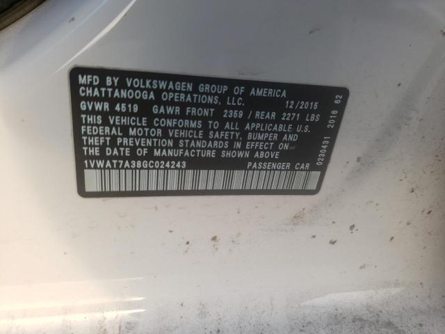 Photo 10 from auction – 2016 VOLKSWAGEN PASSAT S with VIN 1VWAT7A38GC024243