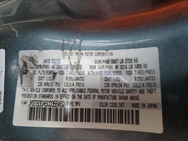 Photo 10 from auction – 2012 MAZDA CX-9 with VIN JM3TB3DA5C0356452