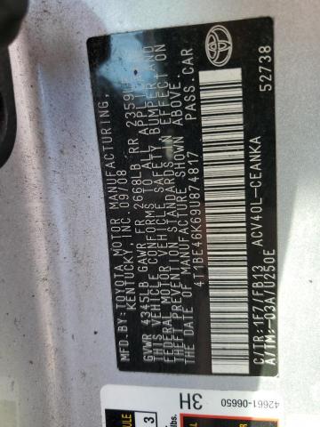 Photo 10 from auction – 2009 TOYOTA CAMRY BASE with VIN 4T1BE46K69U874817
