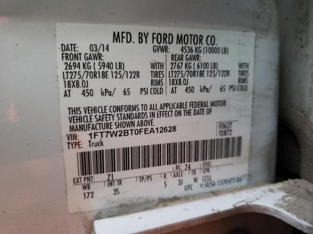 Photo 10 from auction – 2015 FORD F250 SUPER with VIN 1FT7W2BT0FEA12628