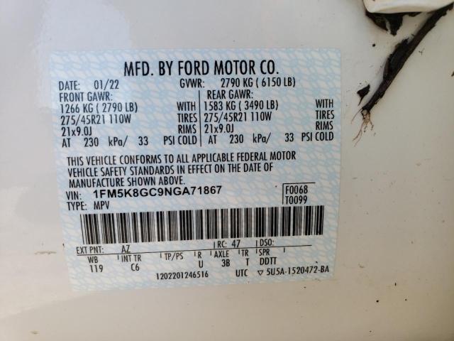 Photo 10 from auction – 2022 FORD EXPLORER S with VIN 1FM5K8GC9NGA71867