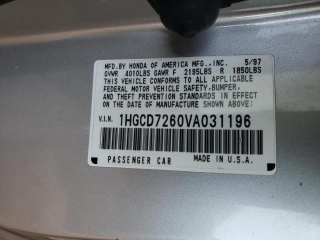 Photo 10 from auction – 1997 HONDA ACCORD EX with VIN 1HGCD7260VA031196
