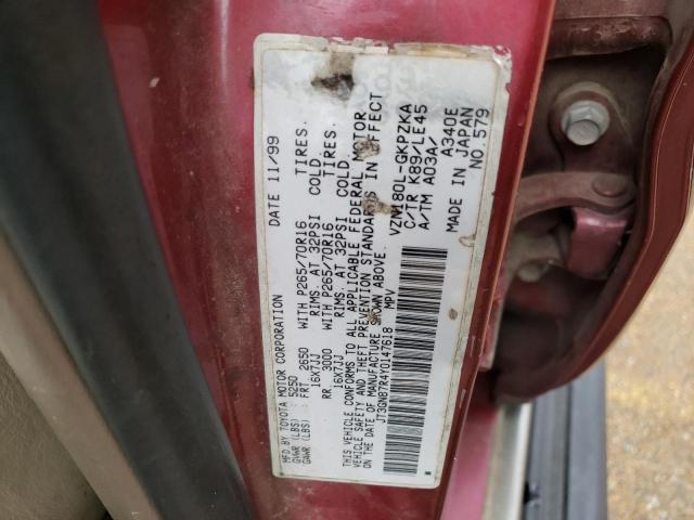 Photo 10 from auction – 2000 TOYOTA 4RUNNER LI with VIN JT3GN87R4Y0147618