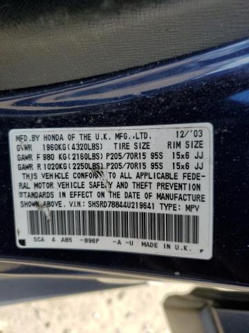 Photo 10 from auction – 2004 HONDA CR-V EX with VIN SHSRD78844U219641