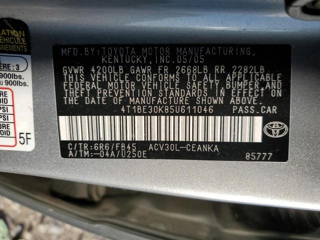 Photo 10 from auction – 2005 TOYOTA CAMRY LE with VIN 4T1BE30K85U611046