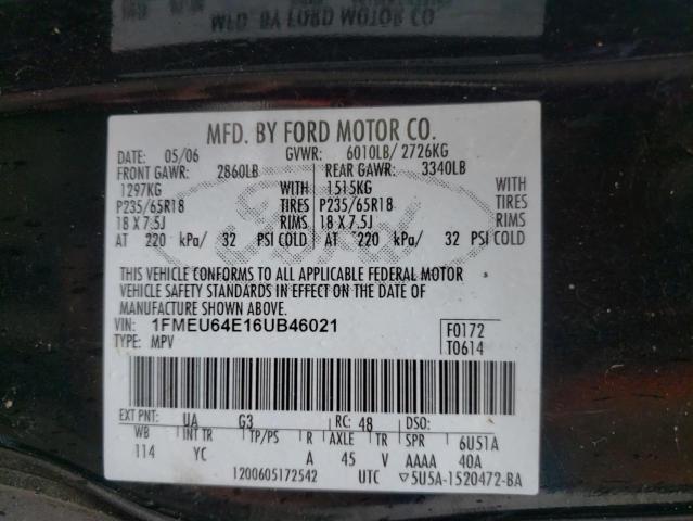 Photo 10 from auction – 2006 FORD EXPLORER E with VIN 1FMEU64E16UB46021