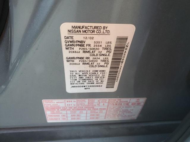 Photo 10 from auction – 2003 INFINITI FX35 with VIN JNRAS08W73X000662