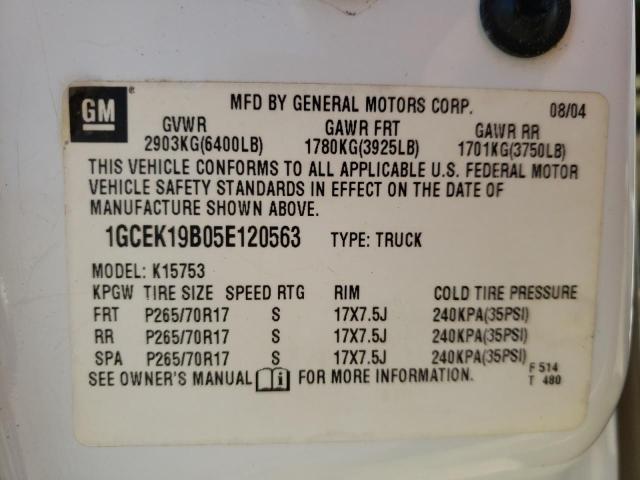 Photo 10 from auction – 2005 CHEVROLET SILVERADO with VIN 1GCEK19B05E120563