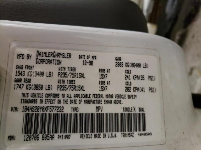 Photo 10 from auction – 1999 DODGE DURANGO with VIN 1B4HS28Y0XF577232
