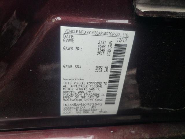 Photo 10 from auction – 2014 NISSAN MAXIMA S with VIN 1N4AA5AP4EC453642