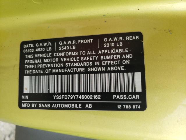 Photo 10 from auction – 2004 SAAB 9 3 with VIN YS3FD79Y746002162