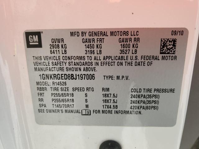 Photo 10 from auction – 2011 CHEVROLET TRAVERSE L with VIN 1GNKRGED8BJ197006