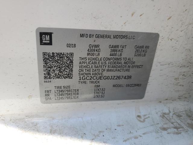 Photo 10 from auction – 2018 CHEVROLET SILVERADO with VIN 1GC2CUEG0JZ267438