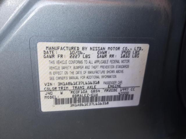 Photo 10 from auction – 2007 NISSAN SENTRA with VIN 3N1AB61E37L616318