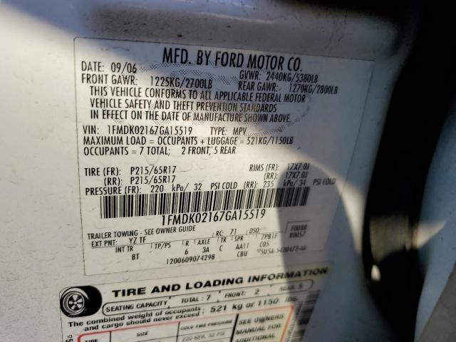 Photo 10 from auction – 2007 FORD FREESTYLE with VIN 1FMDK02167GA15519