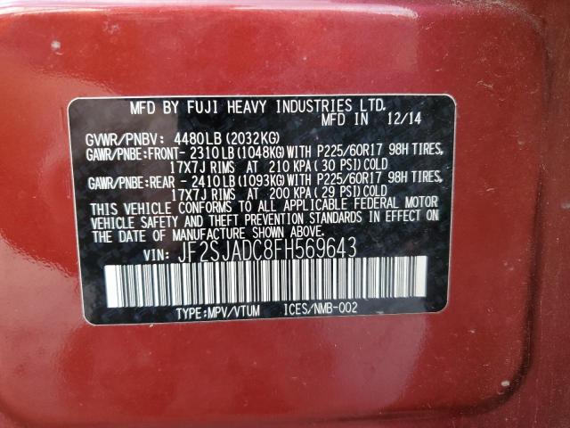 Photo 10 from auction – 2015 SUBARU FORESTER 2 with VIN JF2SJADC8FH569643