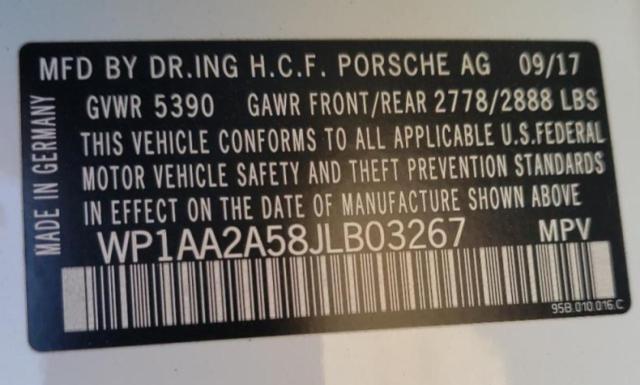 Photo 10 from auction – 2018 PORSCHE MACAN with VIN WP1AA2A58JLB03267