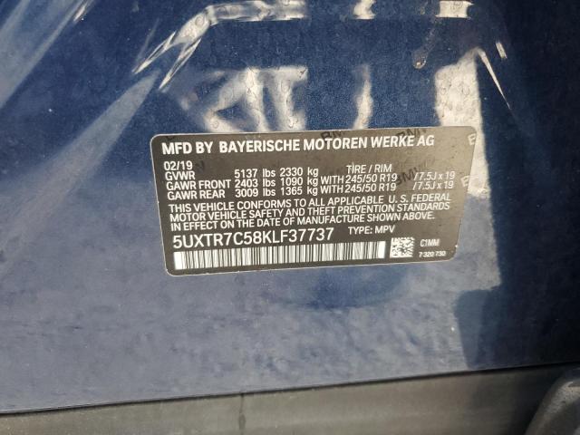 Photo 10 from auction – 2019 BMW X3 SDRIVE3 with VIN 5UXTR7C58KLF37737