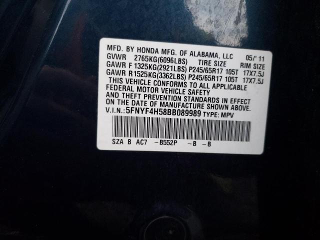 Photo 10 from auction – 2011 HONDA PILOT EXL with VIN 5FNYF4H58BB089989