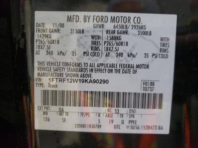 Photo 10 from auction – 2009 FORD F150 with VIN 1FTRF12W19KA90290