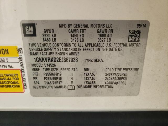 Photo 10 from auction – 2014 GMC ACADIA SLT with VIN 1GKKVRKD2EJ367938
