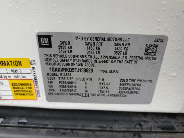 Photo 10 from auction – 2015 GMC ACADIA SLT with VIN 1GKKVRKD5FJ188620