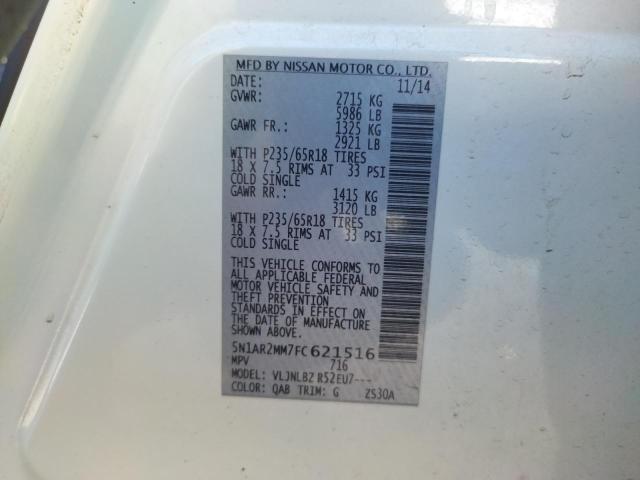 Photo 10 from auction – 2015 NISSAN PATHFINDER with VIN 5N1AR2MM7FC621516