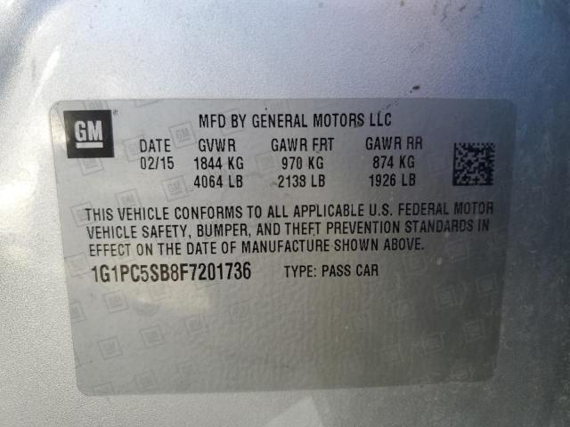 Photo 10 from auction – 2015 CHEVROLET CRUZE with VIN 1G1PC5SB8F7201736