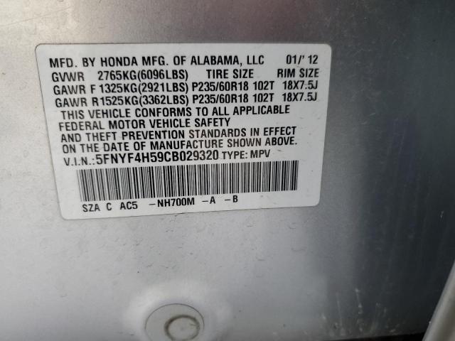 Photo 10 from auction – 2012 HONDA PILOT EXL with VIN 5FNYF4H59CB029320