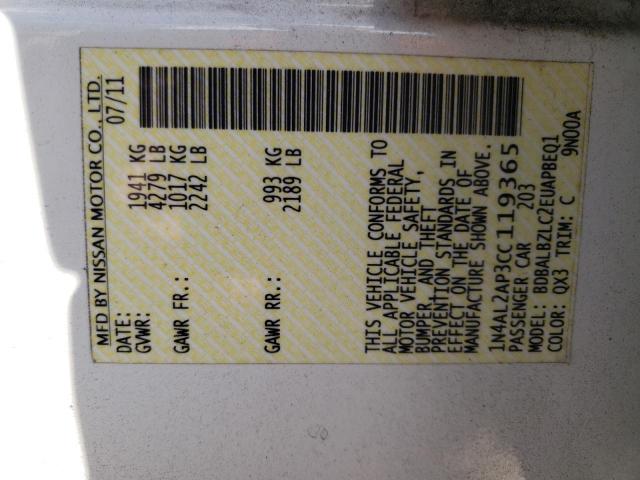 Photo 10 from auction – 2012 NISSAN ALTIMA BAS with VIN 1N4AL2AP3CC119365