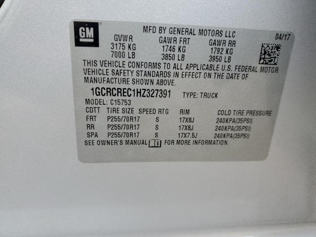 Photo 10 from auction – 2017 CHEVROLET SILVERADO with VIN 1GCRCREC1HZ327391