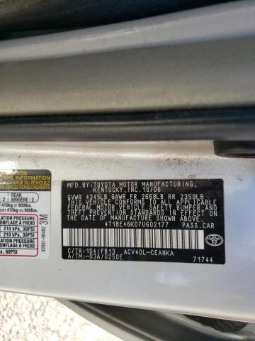 Photo 10 from auction – 2007 TOYOTA CAMRY CE with VIN 4T1BE46K07U602177