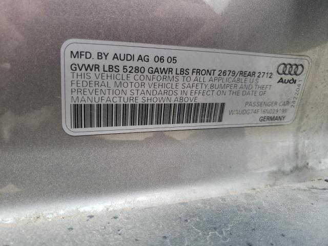 Photo 10 from auction – 2006 AUDI A6 3.2 QUA with VIN WAUDG74F16N029195