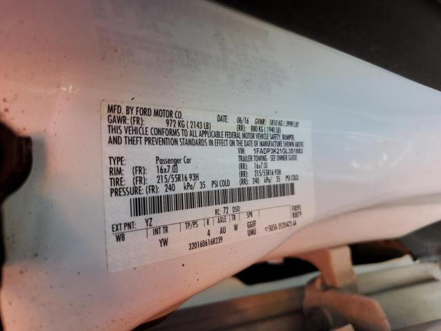 Photo 10 from auction – 2016 FORD FOCUS SE with VIN 1FADP3K21GL351883