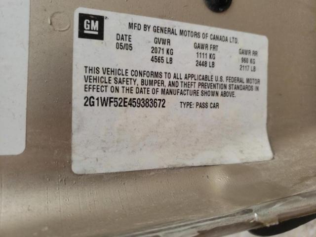 Photo 10 from auction – 2005 CHEVROLET IMPALA with VIN 2G1WF52E459383672