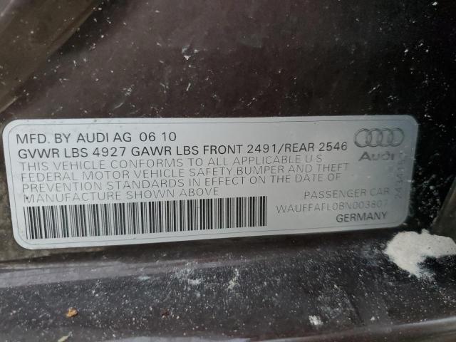 Photo 10 from auction – 2011 AUDI A4 PREMIUM with VIN WAUFFAFL0BN003807