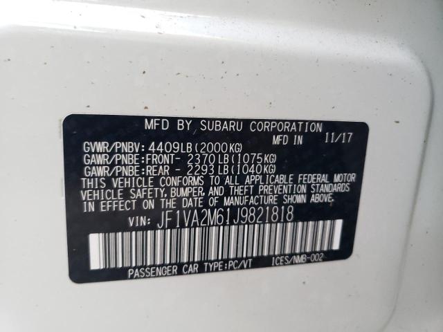 Photo 10 from auction – 2018 SUBARU WRX STI with VIN JF1VA2M61J9821818