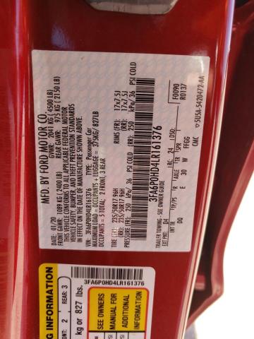 Photo 10 from auction – 2020 FORD FUSION SE with VIN 3FA6P0HD4LR161376