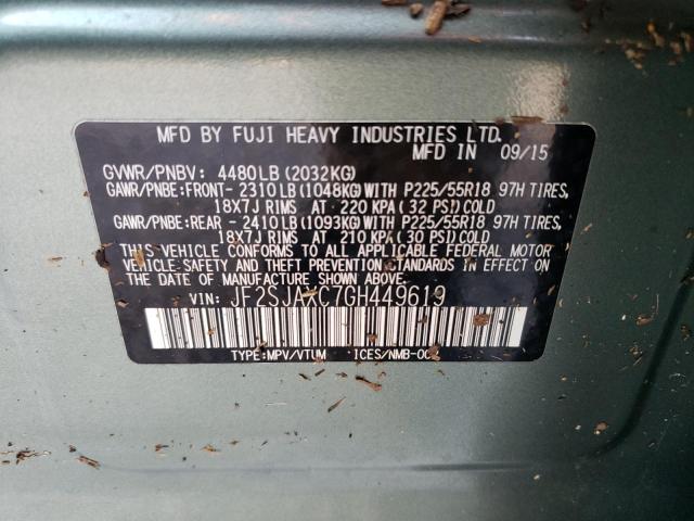 Photo 10 from auction – 2016 SUBARU FORESTER 2 with VIN JF2SJAXC7GH449619